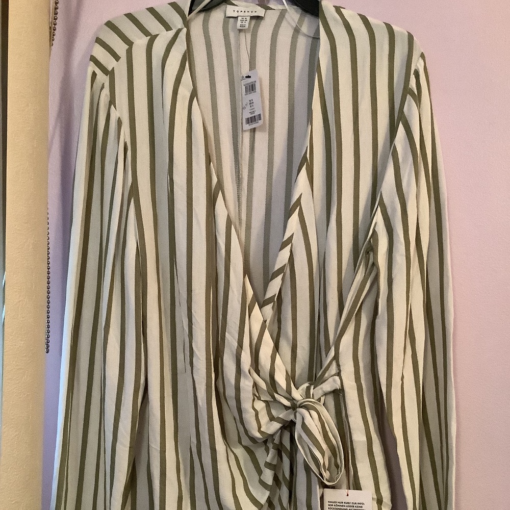 Topshop Nordstrom’s Wrap Style With Bold Stripes Long Sleeve Wrap Top